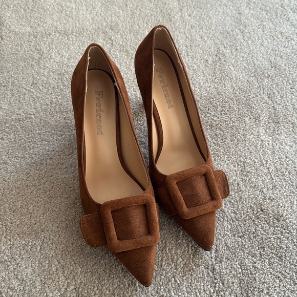 Shoes - Faux suede buckle pump Sz 7